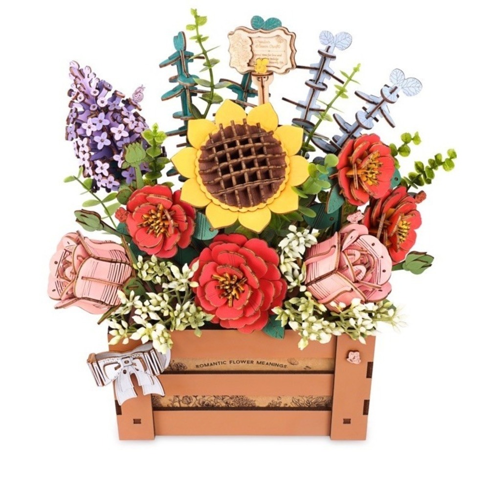 Rowood Wooden Flower 3D Bouquet Puzzle Brand New Sealed TW02H